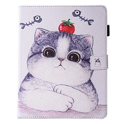 Wewoo Coque pour iPad mini 4/3/2/1 Peinture Tomate et Chat Motif Horizontal Housse en cuir avec support porte-monnaie fentes cartes fente stylo