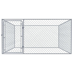 Helloshop26 Chenil extérieur cage enclos parc animaux chien extérieur pour chiens acier galvanisé 2 x 2 x 1 m 02_0000471