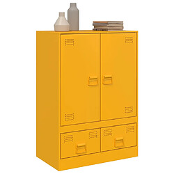 Avis vidaXL Buffet jaune moutarde 67x39x95 cm acier