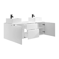 Vente-Unique Meuble de salle de bain suspendu avec double vasque et miroirs - Blanc - 150 cm - JIMENA II pas cher