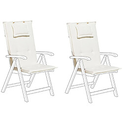 Beliani Lot de 2 coussins en tissu blanc cassé pour chaises de jardin TOSCANA/JAVA