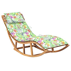 vidaXL Chaise longue à bascule avec coussin Bois de teck solide