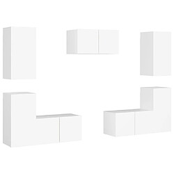 Maison Chic Ensemble de meubles TV 7 pcs | Banc TV Moderne pour salon | Meuble de Rangement - Blanc Aggloméré -MN45076