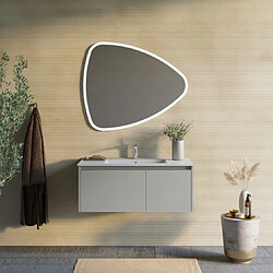 Kiamami Valentina MEUBLE DE SALLE DE BAIN 100CM SABLE MAT, LAVABO, MIROIR À POSER 100X85 | MONACO