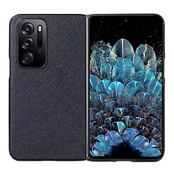 Coque en TPU + cuir véritable anti-rayures, antichoc, texture croisée bleu pour votre Oppo Find N