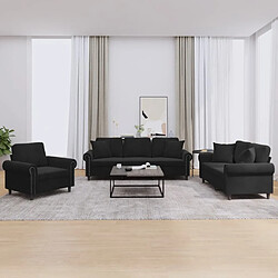 Maison Chic Ensemble de canapés 3 pcs avec coussins, Canapé droit Sofa pour Salon noir velours -GKD199424