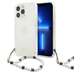 Guess Maroquinerie guess guhcp13lkpswh iphone 13 pro / 13 6.1" etui rigide transparent blanc perle