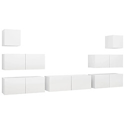 Maison Chic Ensemble de meubles TV 7 pcs | Banc TV Moderne pour salon | Meuble de Rangement - Blanc Aggloméré -MN38362