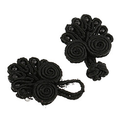 20 paires de boutons de grenouille noire chinoise avec des perles pour cheongsam noir pas cher