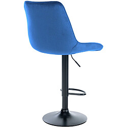 Decoshop26 Lot de 2 tabourets de bar réglable en hauteur pivotant à 360° assise en velours bleu couture verticale pied métal noir 10_0004428