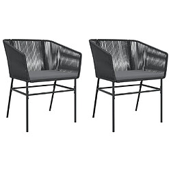 vidaXL Chaises de jardin lot de 2 avec coussins noir résine tressée