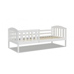 Kids Literie Lit Enfant Leo 90x190 Blanc Livré avec sommiers