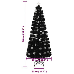 vidaXL Sapin de Noël et flocons de neige LED Noir 240 cm Fibre optique pas cher