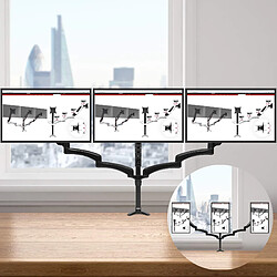 Duronic DM553 Support 3 écrans PC à Pince pour Bureau | Mécanisme à Ressort | Ajustements à la volée | Hauteur Ajustable | Compatibilité avec moniteurs VESA 75/100 | Potence et Bras en Aluminium