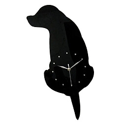 3d queue wagging chat chien mur horloge silence horloge chambre décoration chien noir 02 pas cher