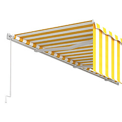 Acheter vidaXL Auvent manuel rétractable avec store 6x3 m Jaune et blanc