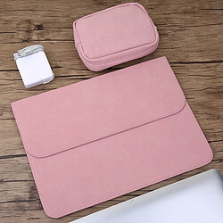 Wewoo Sacoche Mac intérieure en cuir mat horizontal pour ordinateur portable 2 1 + d'alimentation pour MacBook Air 11.6 pouces A1465 (2012 - 2015) / A1370 (2010 - 2011) (Rose)