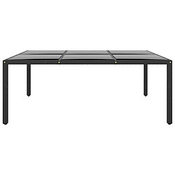 vidaXL Table de jardin 200x150x75 cm Verre trempé/résine tressée Noir