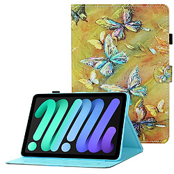 Etui en PU ligne de couture avec support et porte-cartes papillon pour votre Apple iPad mini (2021)