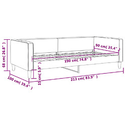 vidaXL Lit de repos sans matelas noir 90x190 cm tissu pas cher