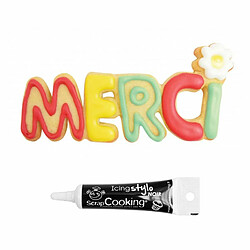 Scrapcooking Découpoir à biscuits en inox Merci + Stylo de glaçage noir