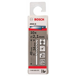 Bosch 2608585475 Foret à métaux HSS-G standard DIN 338 Ø 2,1 mm 10 pièces