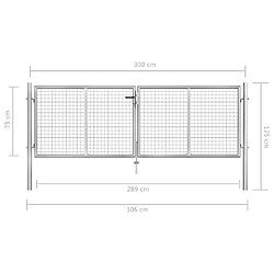 Acheter vidaXL Porte de jardin Acier galvanisé 306x125 cm Argenté