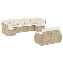 Maison Chic Salon de jardin avec coussins 9 pcs | Ensemble de Table et chaises | Mobilier d'Extérieur beige résine tressée -GKD33908