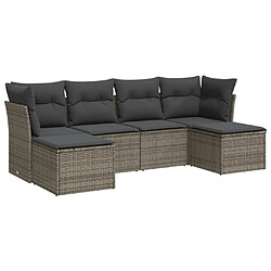 vidaXL Salon de jardin 6 pcs avec coussins gris résine tressée