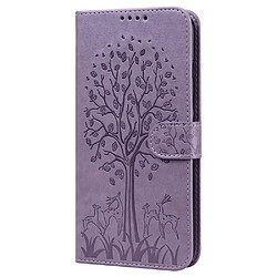 Etui en PU + TPU motif cerf et arbre, anti-rayures, magnétique avec support, violet pour votre Xiaomi Redmi Note 11 Pro 5G (Qualcomm)/Redmi Note 11 Pro 4G (MediaTek)