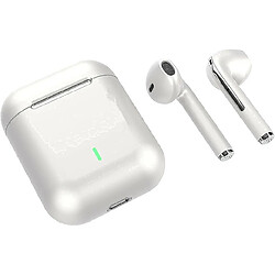 Chrono Ecouteurs sans Fil Bluetooth Stereo,IPx7 Waterproof Sport, Microphone HD Mains-Libres, appairage Rapide, Mini-boîtier de Chargement, pour iPhone, Android, TWS Premium Sound(Blanc)