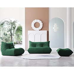 SoftEva Chaise longue ergonomique de style togolais avec repose - pieds assortis – vert – canapé simple sans assemblage pas cher