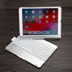 Wewoo F102AS pour iPad 10.2 pouces coloré rétro-éclairé étui en cuir Bluetooth clavier rotatif avec fonction de fente stylo argent