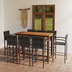 Maison Chic Table de bar et chaises d'extérieur 9 pcs,Ensemble de bar de jardin pour relax Gris -GKD443371