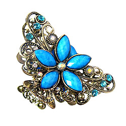 Avis femmes métal papillon fleur pince à cheveux pinces pinces à cheveux accessoires bleu