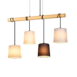 NETTLIFE Suspension 4 Ampoules E27 Vintage Diam.80cm multicolore Bois avec Tissu abat-jour pour Salle à Manger Salon Bureau 