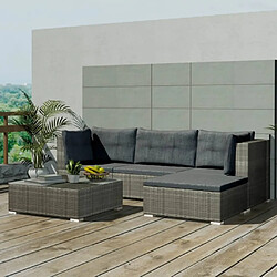 Maison Chic Salon de jardin 5 pcs + coussins - Mobilier/Meubles de jardin - Table et chaises d'extérieur Résine tressée Gris -MN47534 pas cher