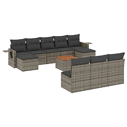 Maison Chic Salon de jardin 11 pcs avec coussins | Ensemble de Table et chaises | Mobilier d'Extérieur gris résine tressée -GKD38568