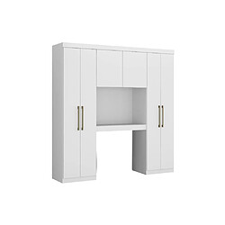 Avis Vente-Unique Pont de lit ANTERO - 6 portes - Avec armoires et rangements - L.200 cm - Blanc