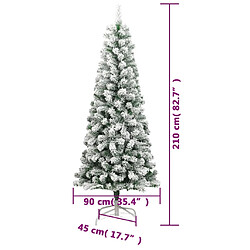 vidaXL Sapin de Noël artificiel à charnières avec neige floquée 210 cm pas cher