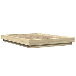 Vidaxl Cadre de lit chêne sonoma 135x190 cm bois d'ingénierie