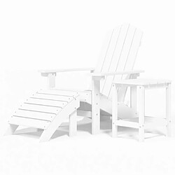 Maison Chic Chaise de jardin - Fauteuil d'extérieur Adirondack repose-pied table PEHD Blanc -MN32159