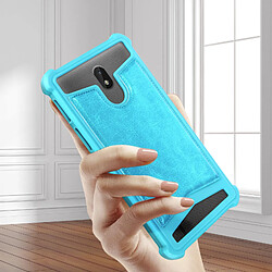 Avis Avizar Coque Smartphone 5'' à 5.3'' Silicone Gel Coins Bumper Dos Effet Cuir Turquoise