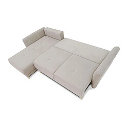 Acheter Canapé d'angle convertible réversible 3-4 places CLAUDIUS - Tissu Beige - Coffre de rangement - L 244 x P 158 x H 95 cm