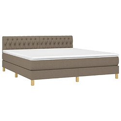 Avis Maison Chic Lit adulte- Lit + matelas,Sommier à lattes de lit avec matelas LED Taupe 180x200 cm Tissu -GKD69192