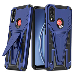 Coque en TPU antichoc avec béquille en V bleu pour votre Motorola Moto E7 Power