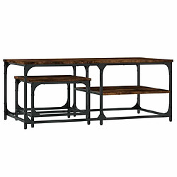 Maison Chic Lot de 2 Tables basses gigognes,Table Console chêne fumé bois d'ingénierie -MN53004