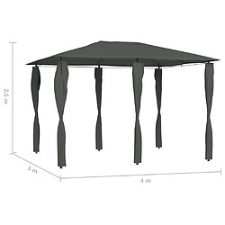 Acheter vidaXL Belvédère à revêtement de poteaux 3x4x2,6 m Anthracite 160 g/m²