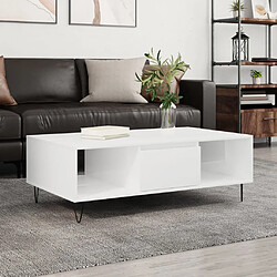 vidaXL Table basse blanc brillant 104x60x35 cm bois d'ingénierie