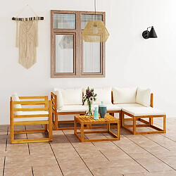 Maison Chic Salon de jardin 6 pcs - Table et chaises d'extérieur - Mobilier/Meubles de jardin Moderne avec coussin Crème Bois d'acacia solide -MN28435